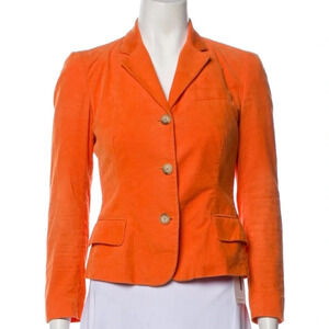 RALPH LAUREN | Women's Corduroy Cotton Orange Fitted Blazer Jacket Size 8